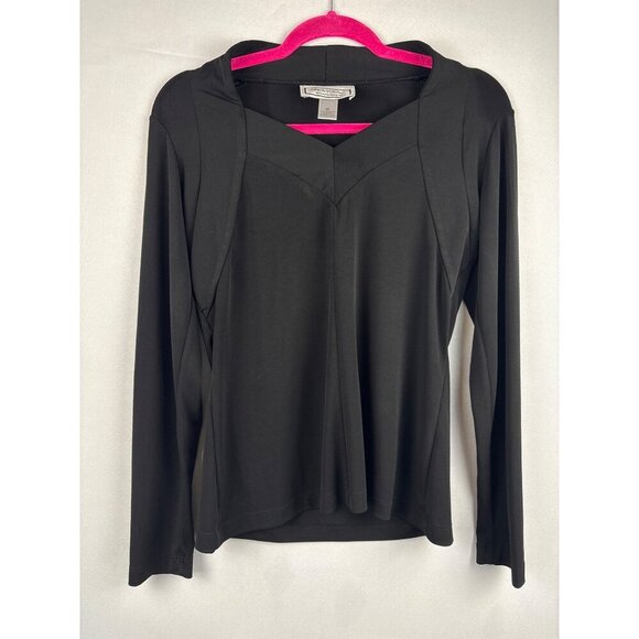 Simonton Says Black Long Sleeve Top XS Polyester Spandex Blend - Picture 2 of 4